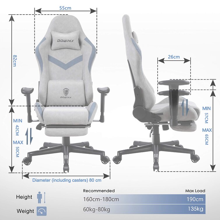 Dowinx Reclining Ergonomic Swiveling PC & Racing Game Chair with